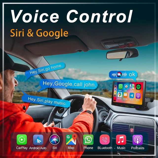 Alt view image 7 of 7 - 7-Inch Wireless Apple CarPlay & Android Auto Portable Car Screen, Auto Brightness Adjustment, Supports HD Video, with HD Backup Camera