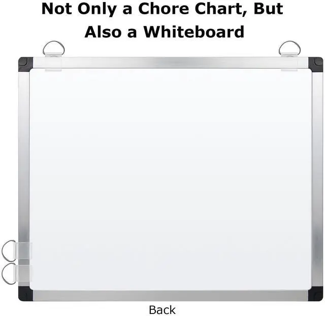 Alt view image 2 of 7 - 16 x 12.6 in Magnetic Dry Erase Chore Chart & Whiteboard for Multiple Kids/Teens/Adults, Double Sided Chore Board Weekly Calendar for Wall, Aluminum Frame, 8 Markers, 4 Magnetic Pins, 1 Eraser