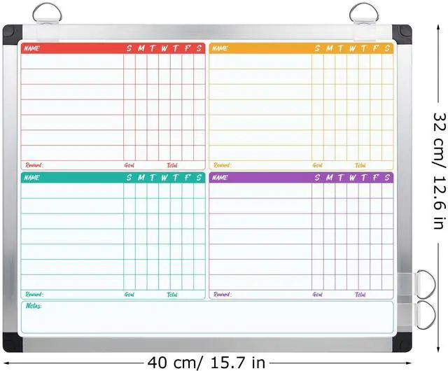 Alt view image 6 of 7 - 16 x 12.6 in Magnetic Dry Erase Chore Chart & Whiteboard for Multiple Kids/Teens/Adults, Double Sided Chore Board Weekly Calendar for Wall, Aluminum Frame, 8 Markers, 4 Magnetic Pins, 1 Eraser