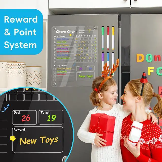 Alt view image 7 of 7 - Acrylic Magnetic Chore Chart for Kids, Chore Board, Dry Erase Chore Chart, 12"x9.5" Transparent Erasable Reward Chart for Teens and Adults Chore Checklist with 6 Markers and Towel