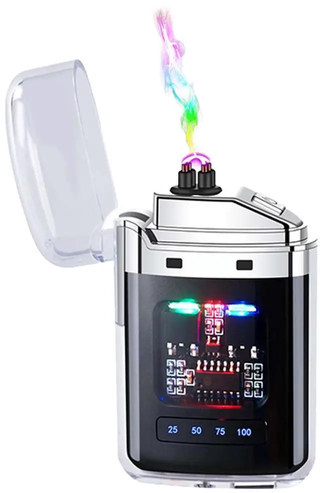 Main image of Electric Lighters Rechargeable USB-C Arc Lighter Windproof Flameless Plasma Lighters Unique Creative Luminous Lighter Small Pocket Lighters for Candle Camping Birthday Gifts (Black)