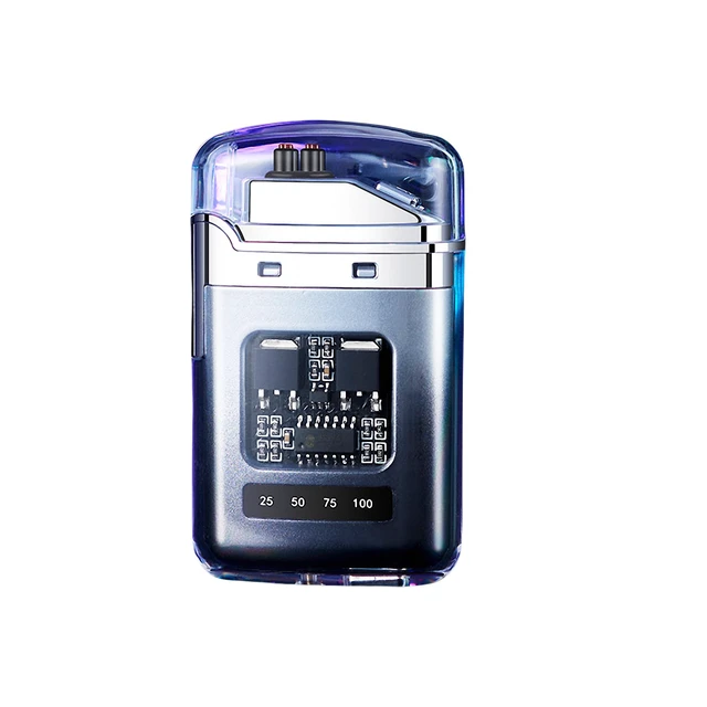 Main image of Advanced Small Electric Lighter Double Arc Flameless Rechargeable Windproof with Transparent Shell and LED Display,Silver-Black Color