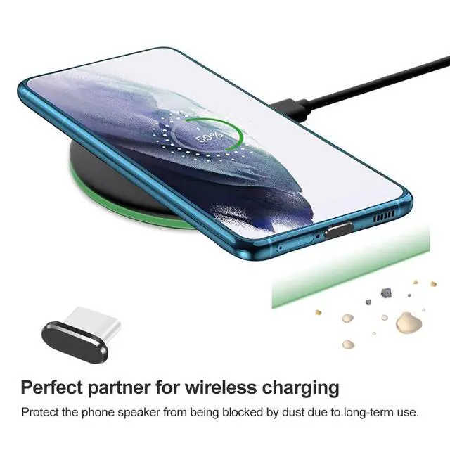 Alt view image 3 of 7 - USB C Dust Plug, 4 Pack Type C Anti Dust Plug Cover Charging Port Protector Cap with Cleaning Brush for iPhone 17, 16, 15 Series, Samsung Galaxy S22/S21/S20, Note 20/10, All USB C Devices