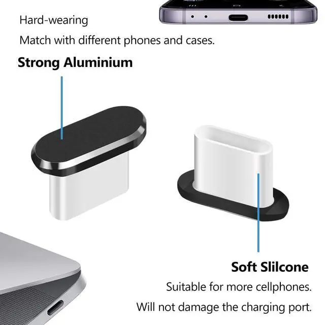 Alt view image 4 of 7 - USB C Dust Plug, 4 Pack Type C Anti Dust Plug Cover Charging Port Protector Cap with Cleaning Brush for iPhone 17, 16, 15 Series, Samsung Galaxy S22/S21/S20, Note 20/10, All USB C Devices