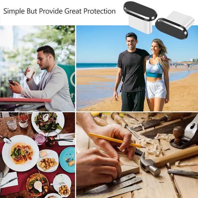 Alt view image 7 of 7 - USB C Dust Plug, 4 Pack Type C Anti Dust Plug Cover Charging Port Protector Cap with Cleaning Brush for iPhone 17, 16, 15 Series, Samsung Galaxy S22/S21/S20, Note 20/10, All USB C Devices