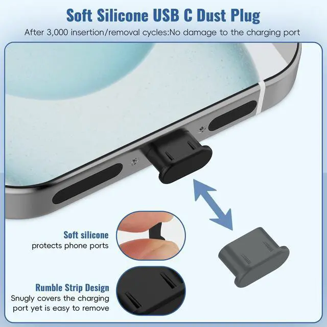 Alt view image 2 of 6 - Silicone USB C Dust Plug with Phone Speaker Cover,5-in-1 31 Pack Charging Port Cover Cleaning Kit,Type C Anti Dust Plug for iPhone 15/16/17/Samsung Galaxy/One Plus/Google Pixel/All USB C-Port Devices