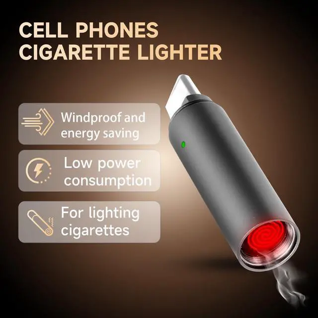 Alt view image 6 of 7 - Portable and Lightweight USB Type-C Electric Lighter, which has no Flame, no Gas, no Battery and is Windproof, for Connecting The Charging Port of The Mobile Phone. (Grey)