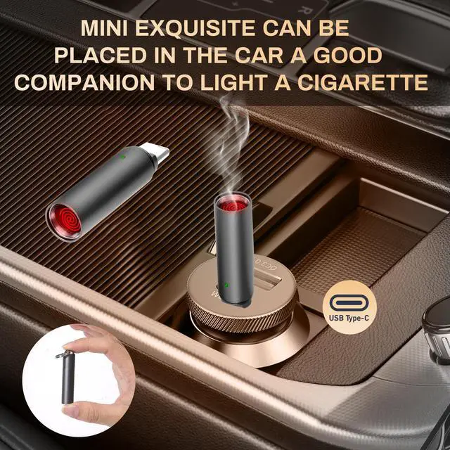 Alt view image 7 of 7 - Portable and Lightweight USB Type-C Electric Lighter, which has no Flame, no Gas, no Battery and is Windproof, for Connecting The Charging Port of The Mobile Phone. (Grey)