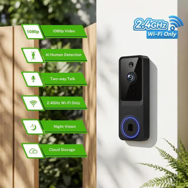 Alt view image 2 of 7 - 1080P Wireless Smart Baby Monitor Camera, AI Human Detection, Battery Powered, Two-Way Audio, Live View, Night Vision, 2.4G WiFi, Cloud Storage(Sold Separately)