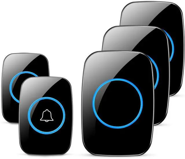 Main image of Wireless Doorbell, Waterproof Door Bell Kit, Distinguish Front and Rear Doors, Over 1000 feet Range and 60 Chime, 5 Levels Volume and LED Flash, for Home Office Classroom