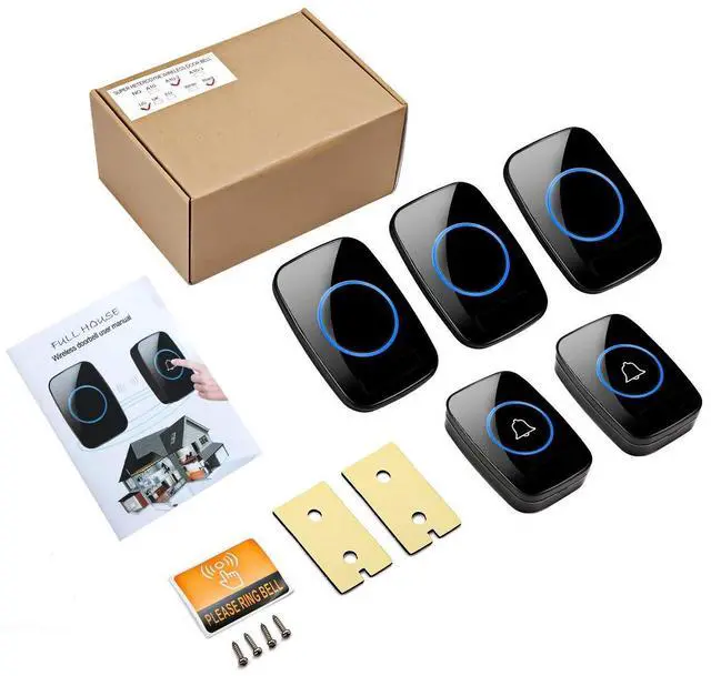 Alt view image 7 of 7 - Wireless Doorbell, Waterproof Door Bell Kit, Distinguish Front and Rear Doors, Over 1000 feet Range and 60 Chime, 5 Levels Volume and LED Flash, for Home Office Classroom