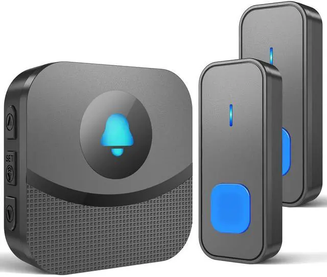 Main image of Wireless Doorbell,Waterproof Doorbell Operating at 1300Ft with 55 Melodies 5 Volume Levels LED Flash Mute Mode Memory Function Wireless Doorbells for Home Classroom,2 Buttons 1 Receiver