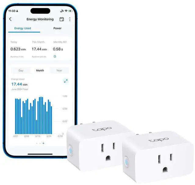 Main image of Smart Plug Wi-Fi Mini, Energy Monitoring, Compatible with Alexa & Google Home & Samsung SmartThings, Timer, 15A/1800W Max, ETL Certified, 2.4G Wi-Fi Only, Tapo P115(2-Pack)