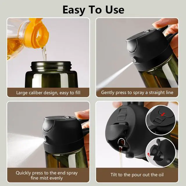Alt view image 2 of 7 - Olive Oil Sprayer for Cooking, 16oz/470ml Glass Light-Proof Oil Pourer for Kitchen with Stickers for Air Fryer, Cooking, Salad, and BBQ with Stickers