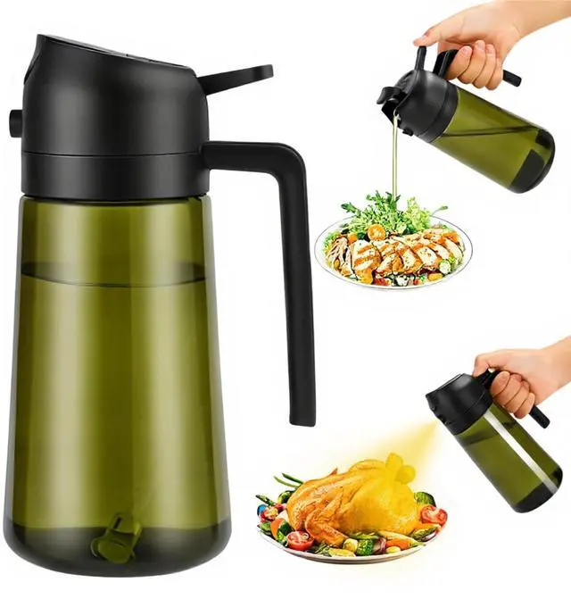 Main image of Olive Oil Sprayer for Cooking, 2 In 1 Glass Oil Dispenser 16oz- 470ml Premium Spray Bottle for Kitchen Gadgets and Air Fryer Accessories, Salad, BBQ - Dark Green