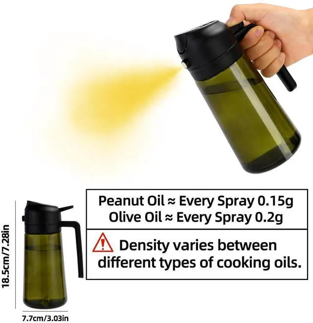 Alt view image 7 of 7 - Olive Oil Sprayer for Cooking, 2 In 1 Glass Oil Dispenser 16oz- 470ml Premium Spray Bottle for Kitchen Gadgets and Air Fryer Accessories, Salad, BBQ - Dark Green