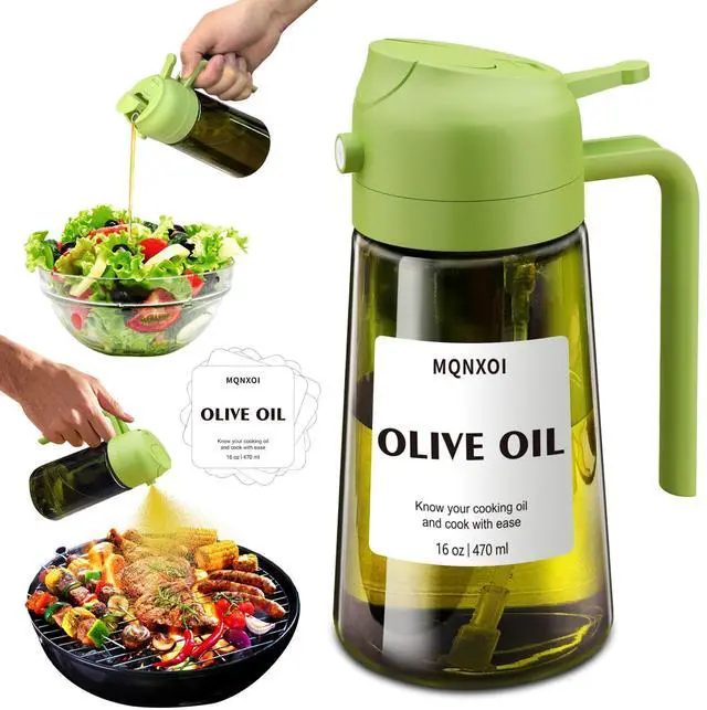 Main image of Olive Oil Sprayer for Cooking, 16oz Glass 2 in 1 Oil Dispenser Bottle
