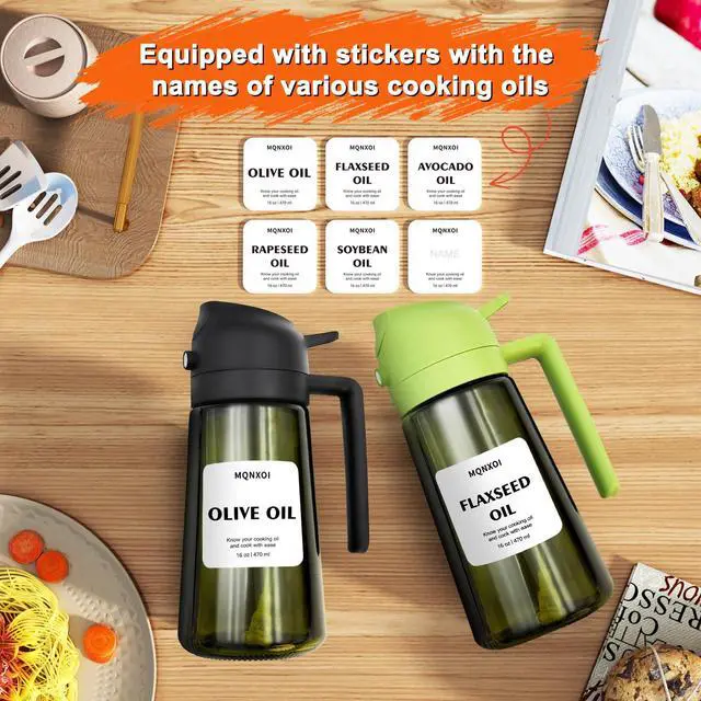 Alt view image 2 of 7 - Olive Oil Sprayer for Cooking, 16oz Glass 2 in 1 Oil Dispenser Bottle