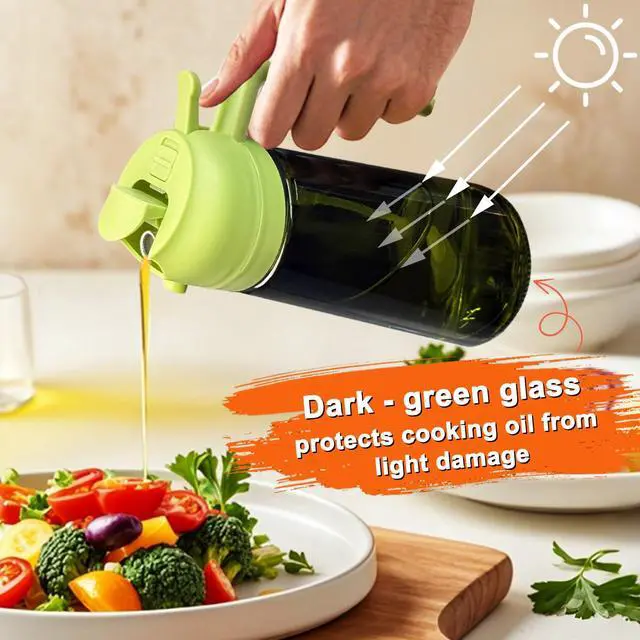 Alt view image 3 of 7 - Olive Oil Sprayer for Cooking, 16oz Glass 2 in 1 Oil Dispenser Bottle