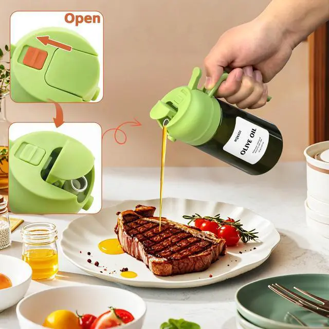 Alt view image 5 of 7 - Olive Oil Sprayer for Cooking, 16oz Glass 2 in 1 Oil Dispenser Bottle
