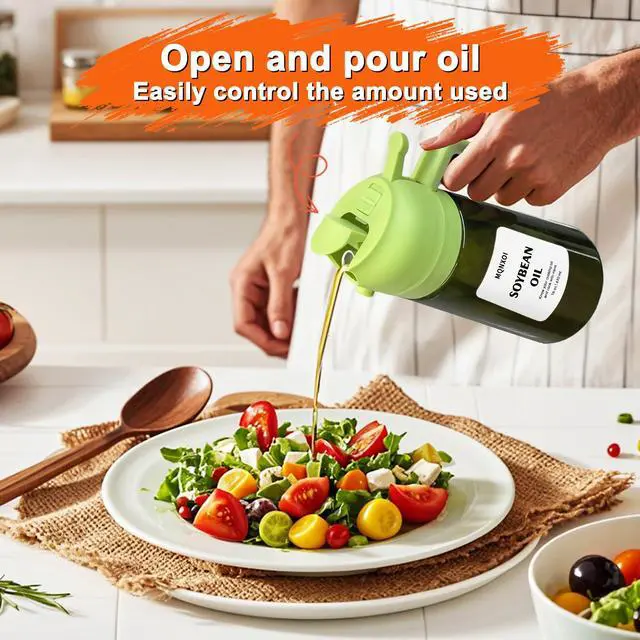 Alt view image 7 of 7 - Olive Oil Sprayer for Cooking, 16oz Glass 2 in 1 Oil Dispenser Bottle