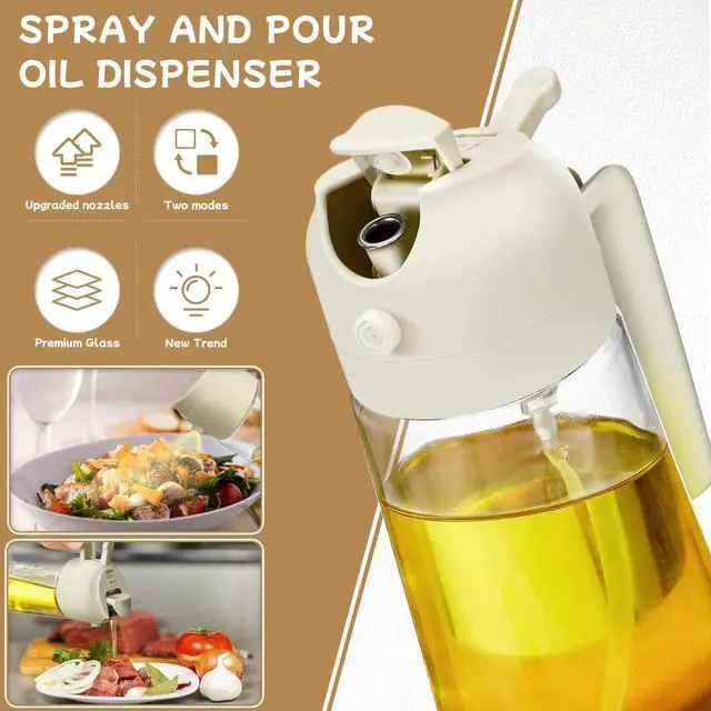 Alt view image 2 of 7 - Oil Sprayer for Cooking 2pcs,2 in 1 Oil Dispenser and Oils Sprayer Kitchen Gadgets-16oz Glass Oils Spray Bottle,Mist Olive OilDispenser,Air Fryer,Salad,Grill (White Kitchen Accessories)