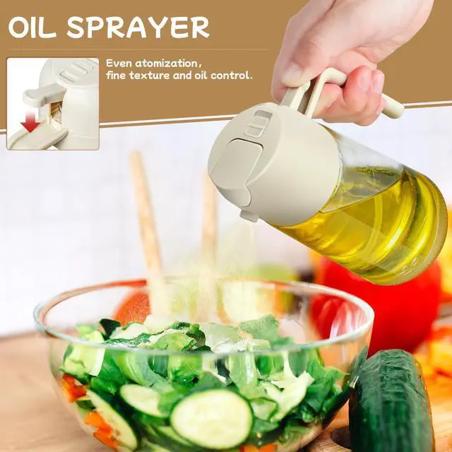 Alt view image 3 of 7 - Oil Sprayer for Cooking 2pcs,2 in 1 Oil Dispenser and Oils Sprayer Kitchen Gadgets-16oz Glass Oils Spray Bottle,Mist Olive OilDispenser,Air Fryer,Salad,Grill (White Kitchen Accessories)