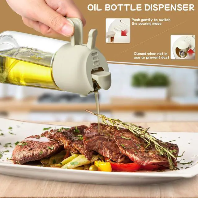 Alt view image 4 of 7 - Oil Sprayer for Cooking 2pcs,2 in 1 Oil Dispenser and Oils Sprayer Kitchen Gadgets-16oz Glass Oils Spray Bottle,Mist Olive OilDispenser,Air Fryer,Salad,Grill (White Kitchen Accessories)