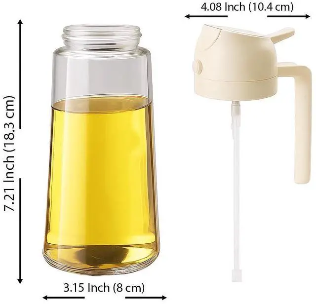 Alt view image 2 of 7 - 2 in 1 Olive Oil Sprayer & Dispenser Bottle 470ml/16oz Glass Spray and Pour Oil Bottle for Cooking, Air Fryer, Salad, BBQ Kitchen Gadgets & Accessories (White)
