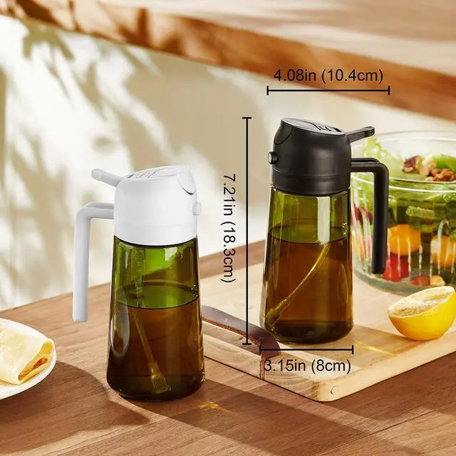 Alt view image 6 of 6 - Original 16oz/470ml Olive Oil Dispenser Bottle for Kitchen Gadgets and Air Fryer Accessories - Olive Oil Sprayer for Cooking w/Stickers - Black&Green