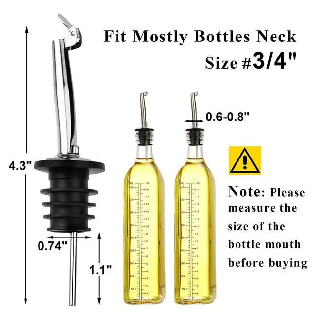 Alt view image 4 of 6 - 2 Pack Oil Pourers with Flip Top, Olive Oil Dispenser, Speed Pour Spouts for 3/4" Bottle Mouth