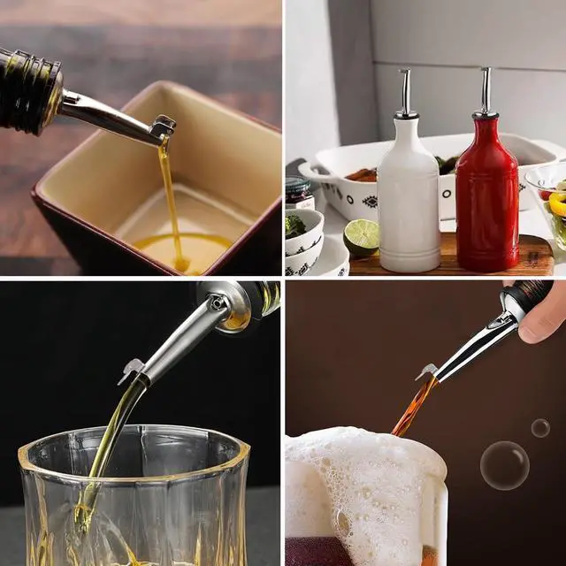 Alt view image 5 of 6 - 2 Pack Oil Pourers with Flip Top, Olive Oil Dispenser, Speed Pour Spouts for 3/4" Bottle Mouth