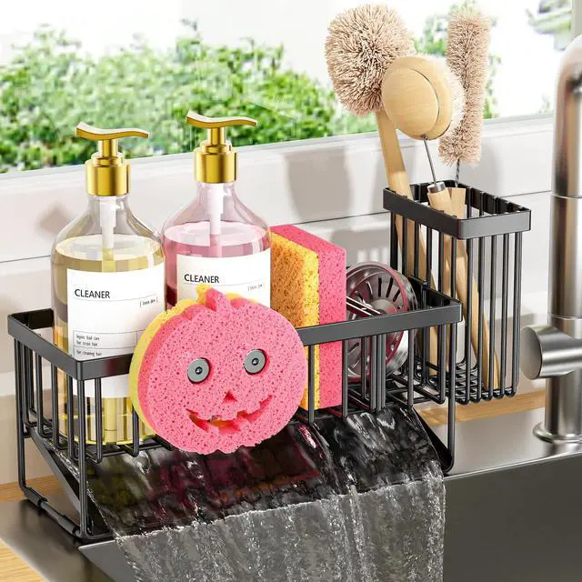 Main image of Sponge Holder for Kitchen Sink, Smiley Face Sink Caddy with Removable Brush Holder,Self-Draining Sponge Caddy for Sponge,Soap,Dish Brush,Scrubber,Kitchen Essentials and Gadgets