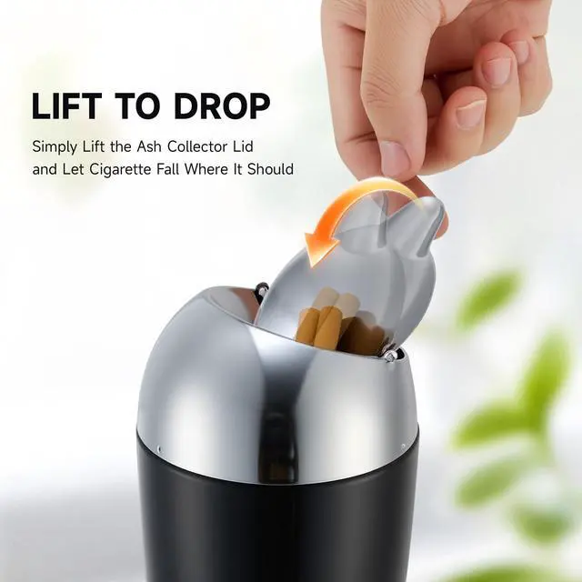 Alt view image 4 of 7 - Adjustable Ashtray, Smokeless Odorless Indoor Outdoor Floor Standing Ash Tray with Lid for Home Patio Cigarettes Ash Butt Disposal, Windproof Balcony Ashtray in 20", 27.5", 35" Heights, Black