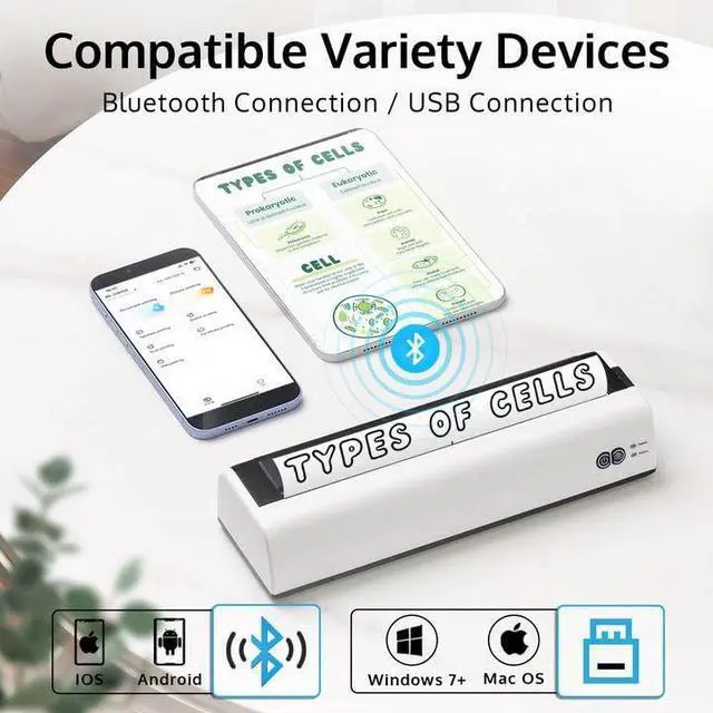 Alt view image 2 of 7 - Portable Printer Wireless for Travel, Thermal Inkless Printer, Support US Letter & A4 Size, Compatible with iOS, Android, Laptop with 1 Roll 8.5" x 11" Thermal Paper, for Mobile Office