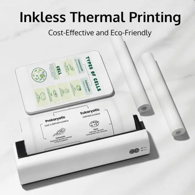 Alt view image 4 of 7 - Portable Printer Wireless for Travel, Thermal Inkless Printer, Support US Letter & A4 Size, Compatible with iOS, Android, Laptop with 1 Roll 8.5" x 11" Thermal Paper, for Mobile Office