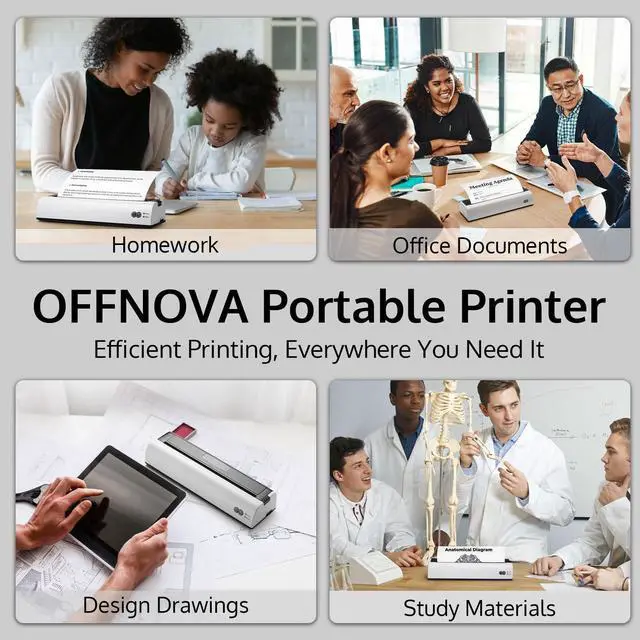 Alt view image 6 of 7 - Portable Printer Wireless for Travel, Thermal Inkless Printer, Support US Letter & A4 Size, Compatible with iOS, Android, Laptop with 1 Roll 8.5" x 11" Thermal Paper, for Mobile Office