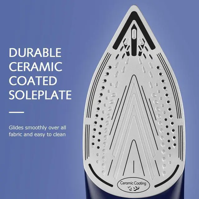 Alt view image 3 of 6 - Steam Iron for Clothes with Precision Thermostat Dial, Ceramic Coated Soleplate, 3-Way Auto-Off, Self-Cleaning, Anti-Calcium, Anti-Drip Blue