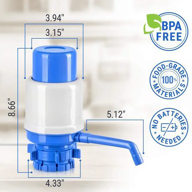 Alt view image 2 of 6 - Manual Water Pump for 5 Gallon Jug & Bottle Non-Electric 5 Gallon Water Dispenser, Universal Hand Pump with 3 Adjustable Tubes, 53mm Screw Top Adapter, Spout Cap & Cleaning Brush, BPA-Free