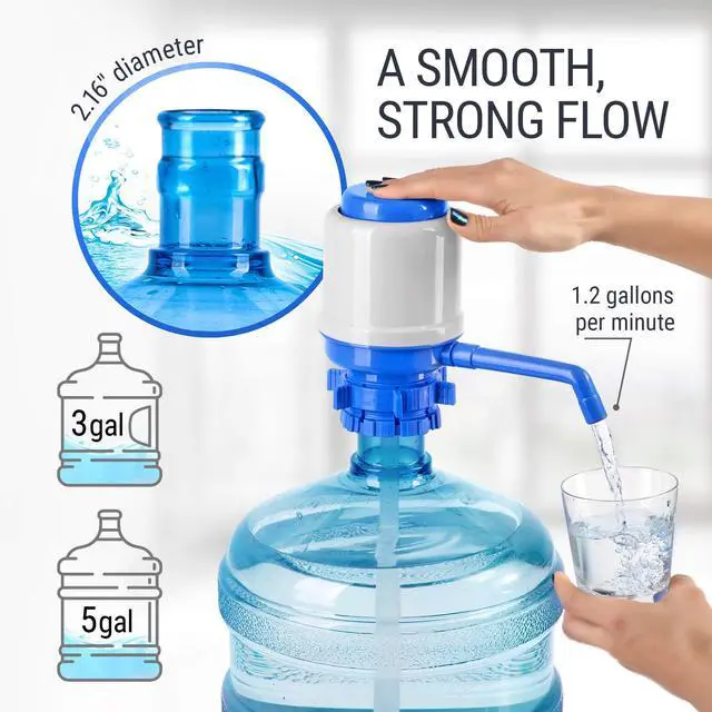 Alt view image 3 of 6 - Manual Water Pump for 5 Gallon Jug & Bottle Non-Electric 5 Gallon Water Dispenser, Universal Hand Pump with 3 Adjustable Tubes, 53mm Screw Top Adapter, Spout Cap & Cleaning Brush, BPA-Free