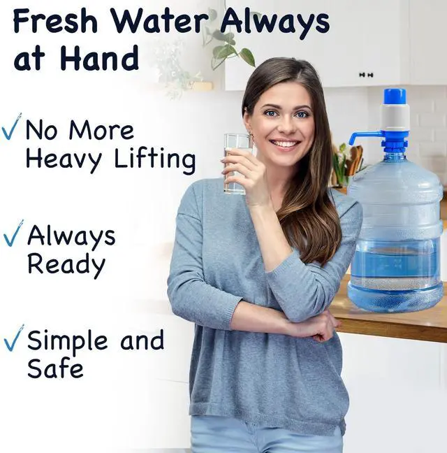Alt view image 5 of 6 - Manual Water Pump for 5 Gallon Jug & Bottle Non-Electric 5 Gallon Water Dispenser, Universal Hand Pump with 3 Adjustable Tubes, 53mm Screw Top Adapter, Spout Cap & Cleaning Brush, BPA-Free
