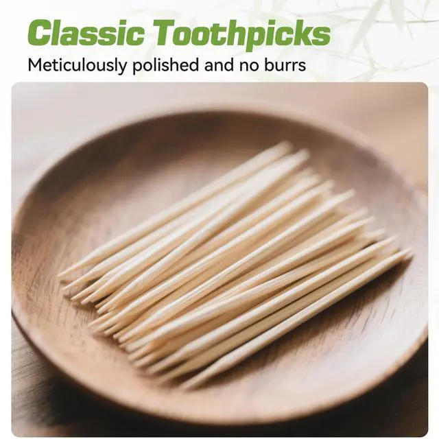 Alt view image 4 of 7 - Toothpick Holders 1 Pack with 600 Picks,Round Toothpicks Double-Side Point for Teeth,Food Pick,Appetizers,Cocktails Fruits,Olive&DIY Craft.
