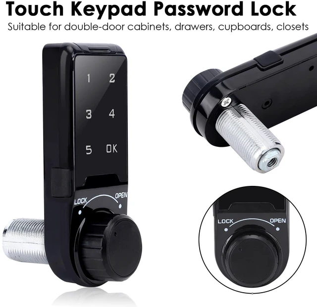 Alt view image 3 of 7 - Electronic Cabinet Deadbolt Lock, Code Security Lock, Drawer Locks, Digital Locker Keypad Lock Touch Password Keyless Entry Key Access for Furniture, Hotel, Company, Factory (L=20)