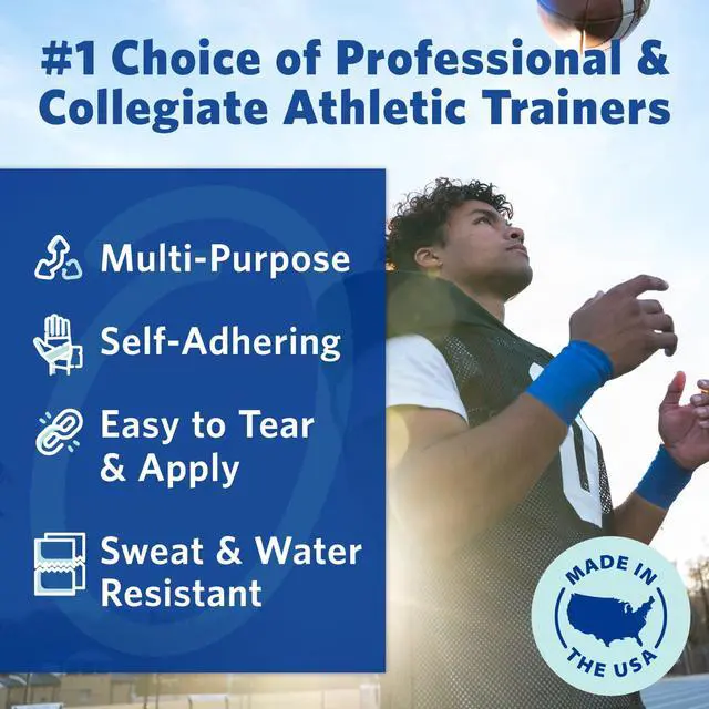 Alt view image 2 of 6 - PowerFlex Self-Adhering Sports Wrap for Injury Prevention & Post-Injury Stability Medical-Grade, Sweat & Water Resistant First Aid Wrap for Athletes - White, 2 inch, 2 Rolls