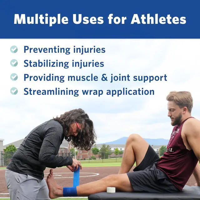 Alt view image 3 of 6 - PowerFlex Self-Adhering Sports Wrap for Injury Prevention & Post-Injury Stability Medical-Grade, Sweat & Water Resistant First Aid Wrap for Athletes - White, 2 inch, 2 Rolls