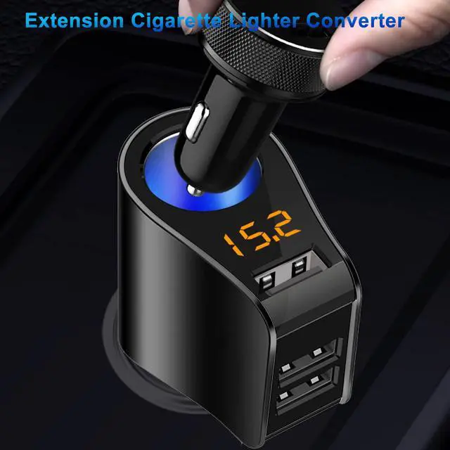 Alt view image 2 of 7 - 3 USB Car Charger, Cigarette Lighter Adapter, 12V/24V Outlet Plug, Voltage Meter, Compatible for iPhone,iPad, Samsung, USB Charging Devices (Light Black)