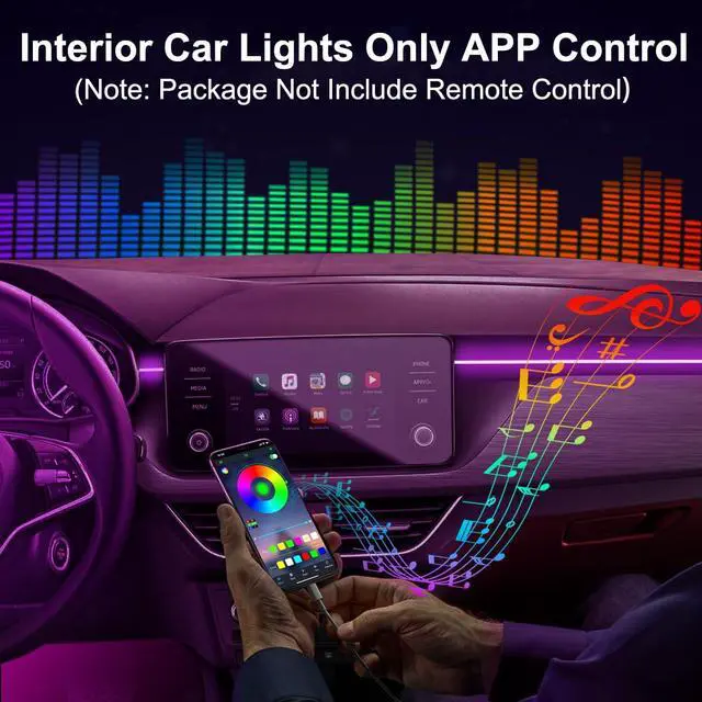 Alt view image 3 of 7 - Interior Car LED Strip Lights APP Control, 5 in 1 RGB 16 Million Colors Ambient Lighting Kit with 236 inches Fiber Optic, Music Mode Inside Car Lighting Decorations