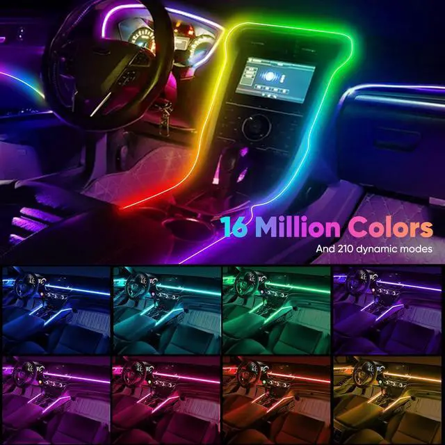 Alt view image 4 of 6 - Acrylic 6 in 1 Car LED Lights Interior, RGB Ambient Lighting Car 584 LEDs