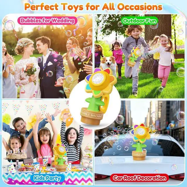 Alt view image 6 of 7 - Remote Control Flower Bubble Machine for Kids Toy Ages 3 4 5 6 7 8 | Direct Charge, LED Light, Automatic Dance, 2 Mode Play, Bubble Maker Wands Christmas Birthday Easter Valentines Gift, Wedding