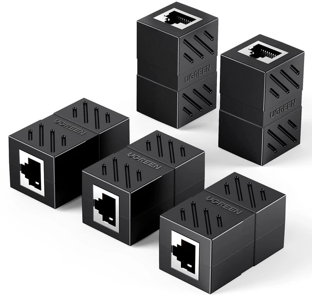 Main image of Ethernet Coupler 1000Mbps, 5 Pack, 328ft Long Distance Extend, Black